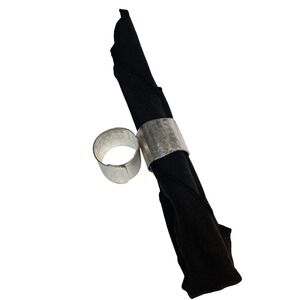 Silver Napkin Rings Set of‎ 2 Hammered Metal Table Decor Dinner Party SKUH143